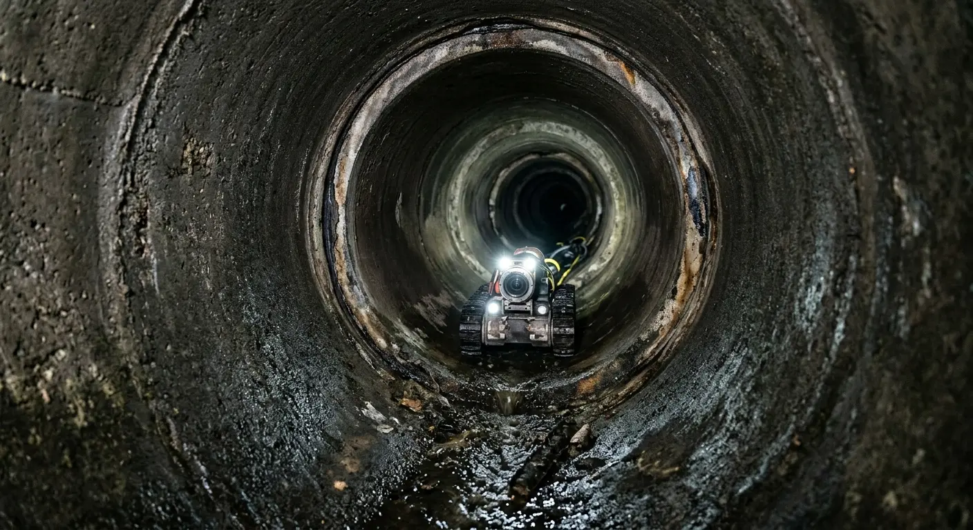 Robotic sewer camera inspecting pipe interior for Drain Snake Service in Upper Freehold